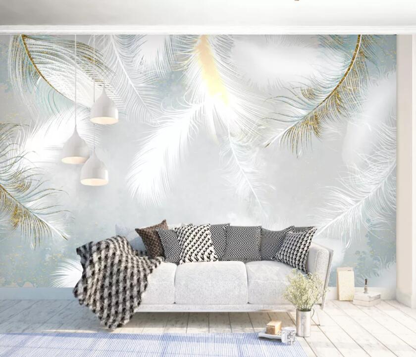 3D Swan Feather WC1872 Wall Murals