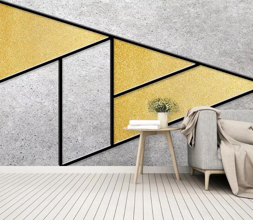 3D Yellow Geometry WC19 Wall Murals Wallpaper AJ Wallpaper 2