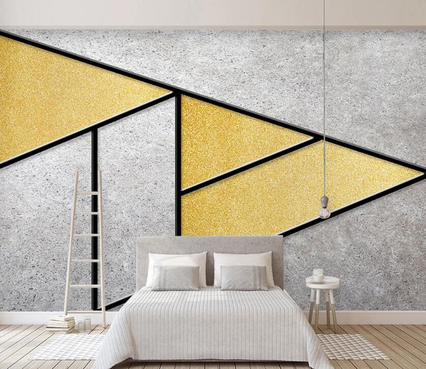 3D Yellow Geometry WC19 Wall Murals Wallpaper AJ Wallpaper 2