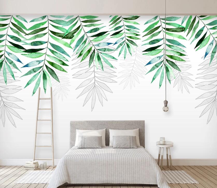 3D Bamboo Leaves WC1856 Wall Murals