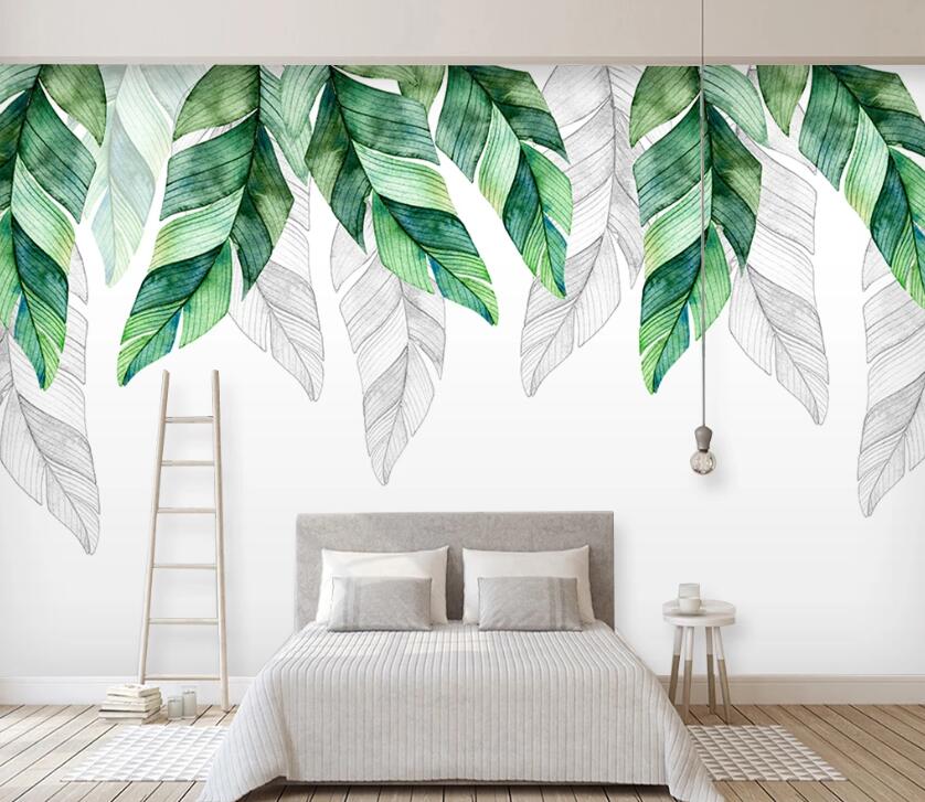 3D Green Leaf WC08 Wall Murals Wallpaper AJ Wallpaper 2