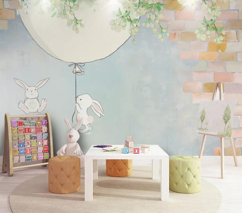 3D White Rabbit WC88 Wall Murals Wallpaper AJ Wallpaper 2