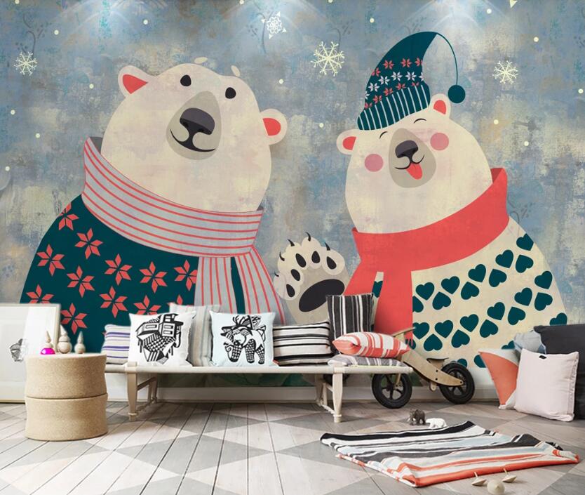 3D Bear Snowflake WC1835 Wall Murals