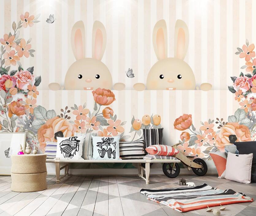 3D Cute Rabbit WC78 Wall Murals Wallpaper AJ Wallpaper 2