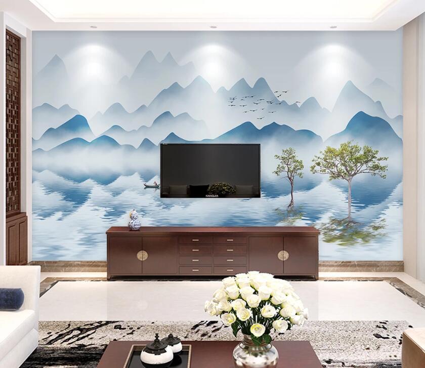 3D Beautiful River Mountain WC71 Wall Murals Wallpaper AJ Wallpaper 2