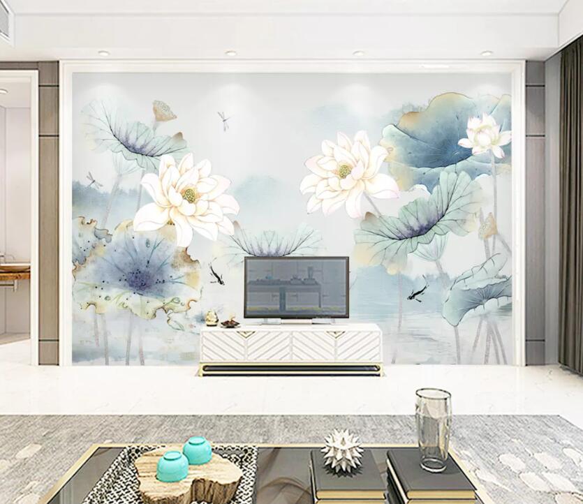 3D Lotus Pond WC50 Wall Murals Wallpaper AJ Wallpaper 2