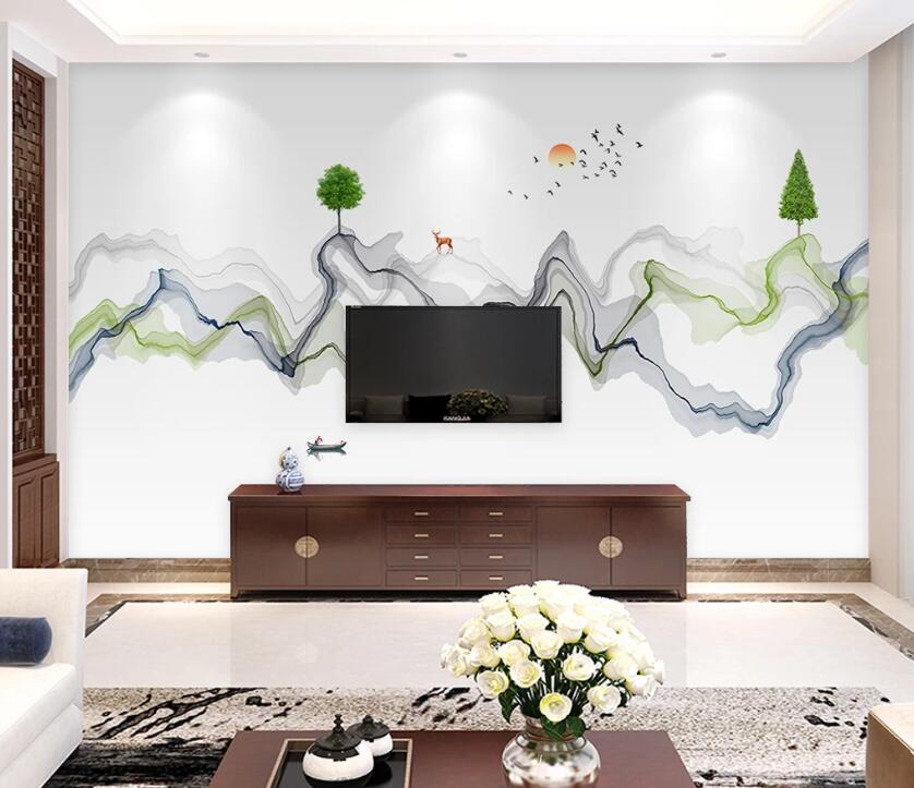 3D Mountain Sun WC1813 Wall Murals