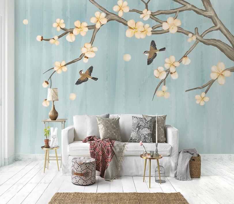 3D Flower Bird WC47 Wall Murals Wallpaper AJ Wallpaper 2