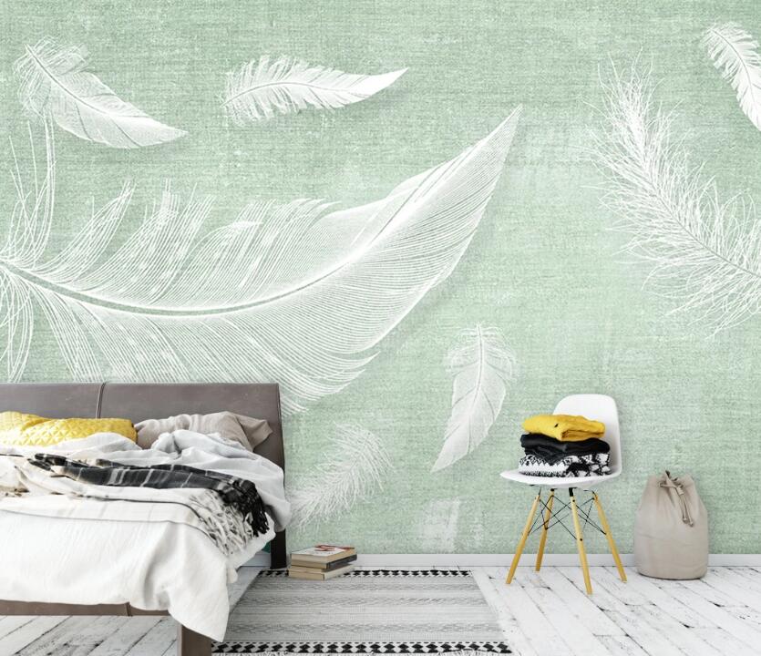 3D White Feather WC1796 Wall Murals