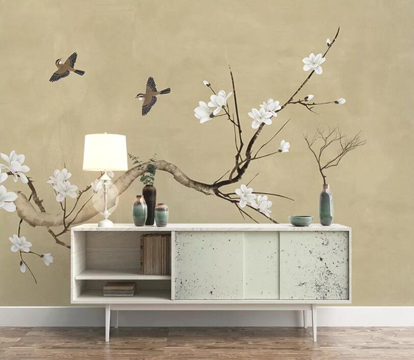 3D White Flowers WC12 Wall Murals Wallpaper AJ Wallpaper 2