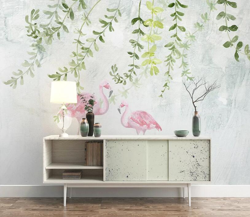 3D Vine Flamingo WC1766 Wall Murals