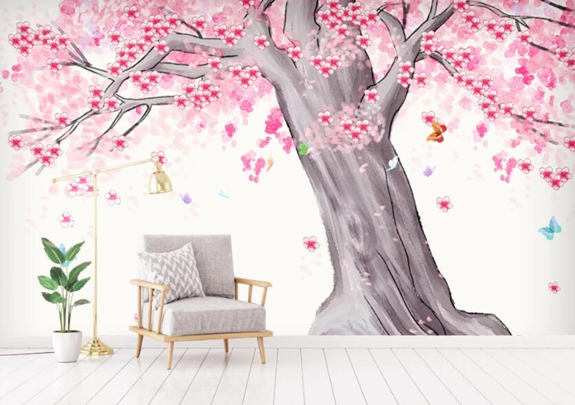 3D Pink Cherry Blossom WC79 Wall Murals Wallpaper AJ Wallpaper 2