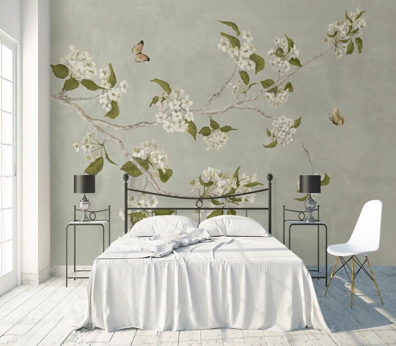 3D Flower Butterfly WC77 Wall Murals Wallpaper AJ Wallpaper 2