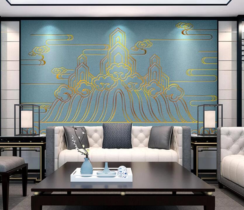 3D Golden Lines WC69 Wall Murals Wallpaper AJ Wallpaper 2