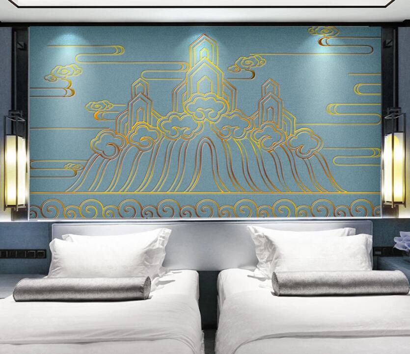 3D Golden Lines WC69 Wall Murals Wallpaper AJ Wallpaper 2