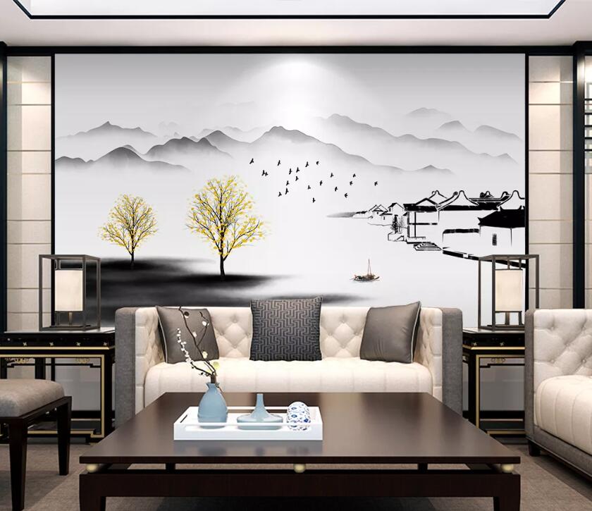 3D River Mountain WC65 Wall Murals Wallpaper AJ Wallpaper 2