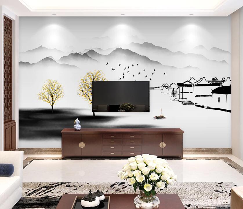 3D River Mountain WC65 Wall Murals Wallpaper AJ Wallpaper 2