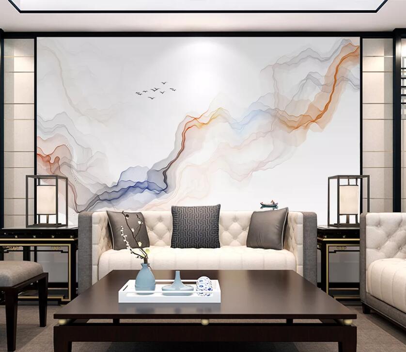 3D Red Wave WC1748 Wall Murals