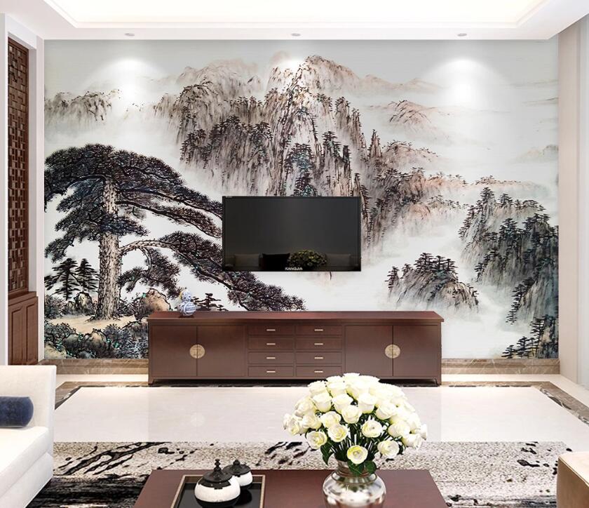 3D Mountain Tree WC56 Wall Murals Wallpaper AJ Wallpaper 2