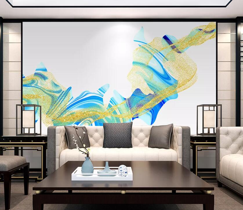 3D Blue Pattern WC1735 Wall Murals