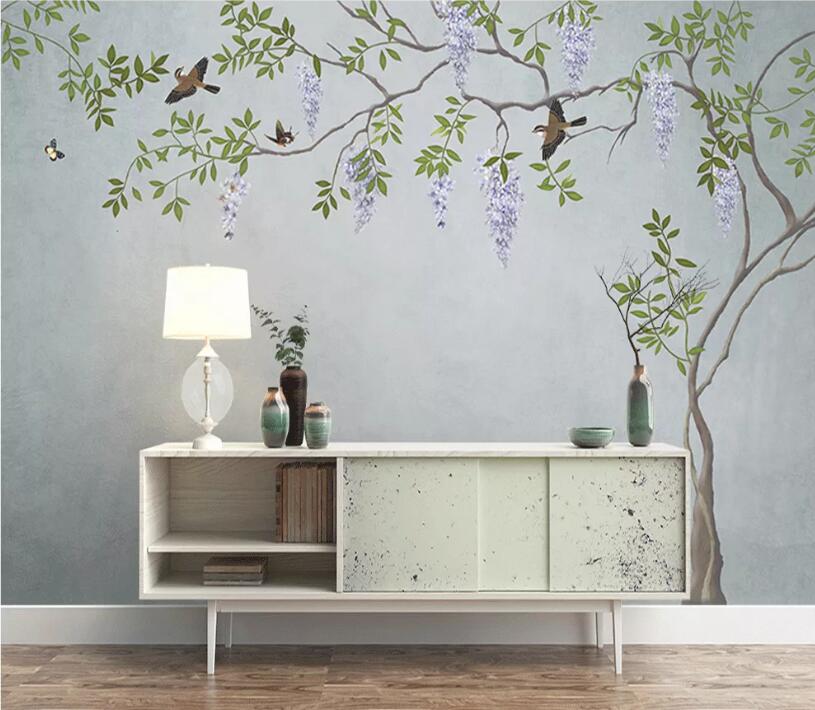 3D Flower Bird WC37 Wall Murals Wallpaper AJ Wallpaper 2