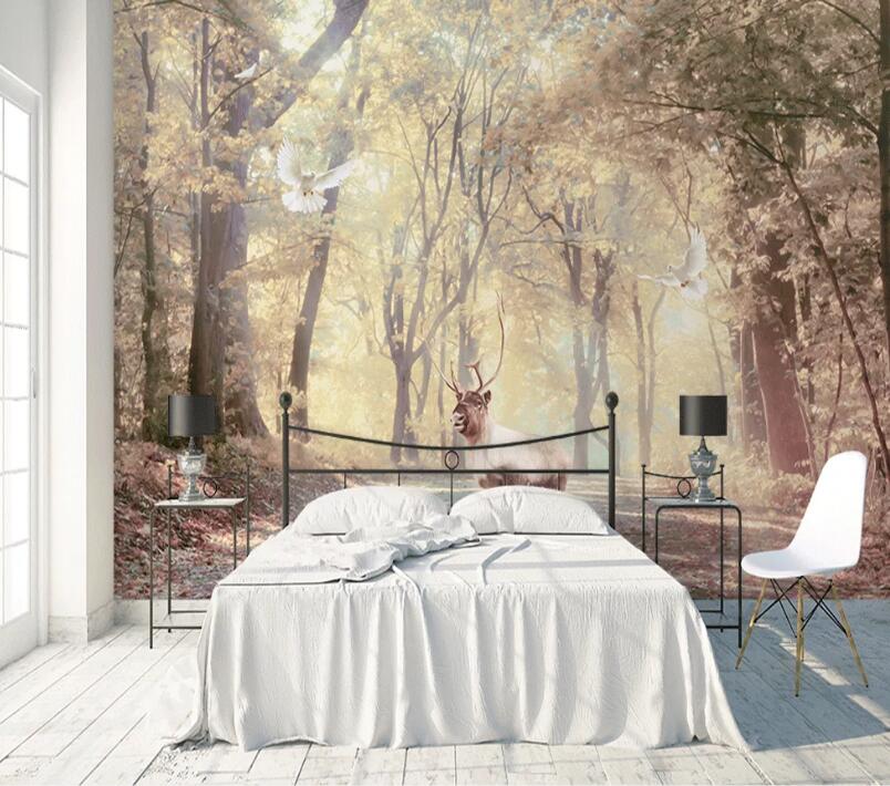 3D Forest Deer WC87 Wall Murals Wallpaper AJ Wallpaper 2