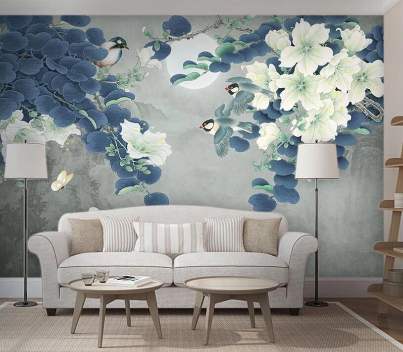 3D Flower Bird WC65 Wall Murals Wallpaper AJ Wallpaper 2