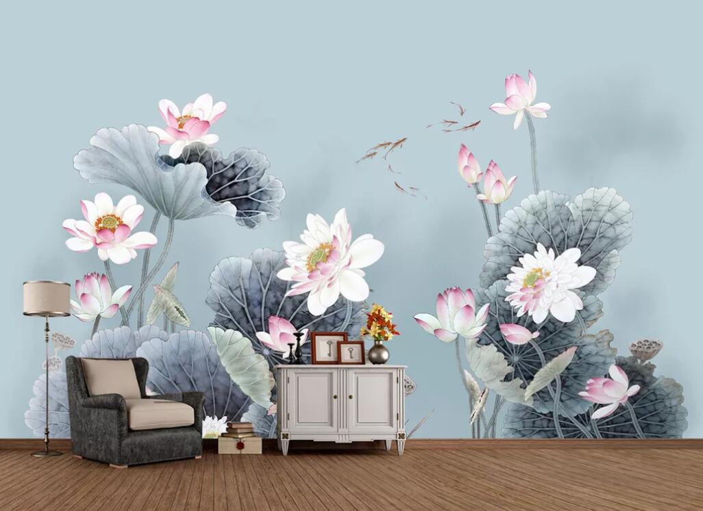 3D Lotus WC64 Wall Murals Wallpaper AJ Wallpaper 2