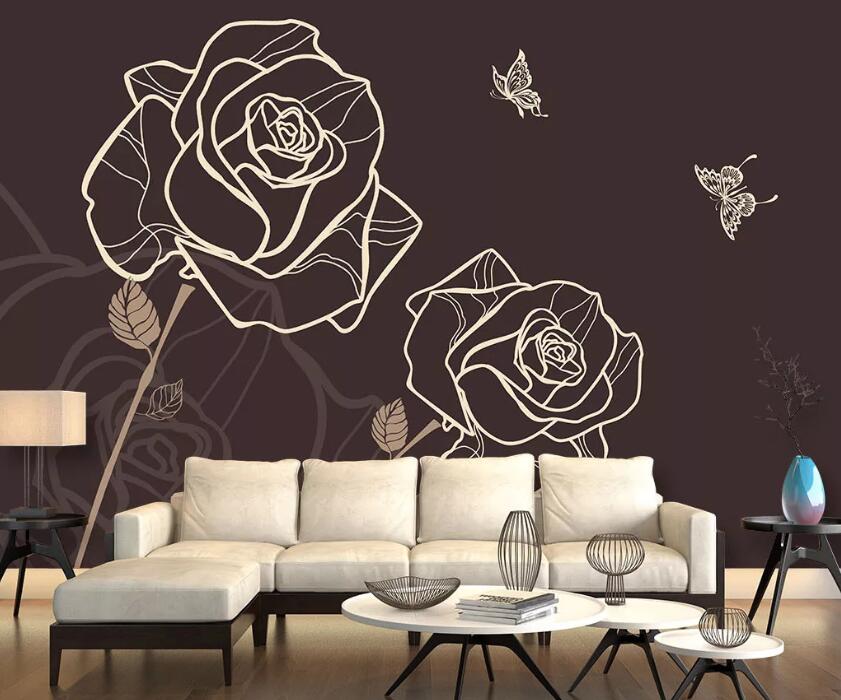 3D Line Rose WC61 Wall Murals Wallpaper AJ Wallpaper 2