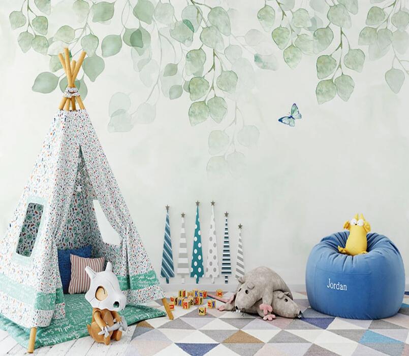 3D Green Leaf WC57 Wall Murals Wallpaper AJ Wallpaper 2