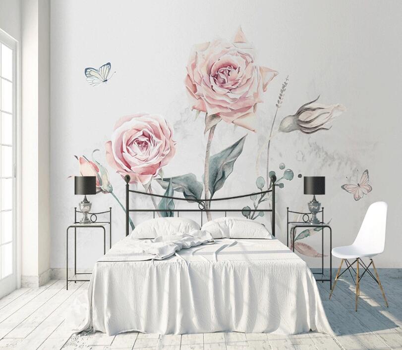 3D Pink Flowers WC55 Wall Murals Wallpaper AJ Wallpaper 2