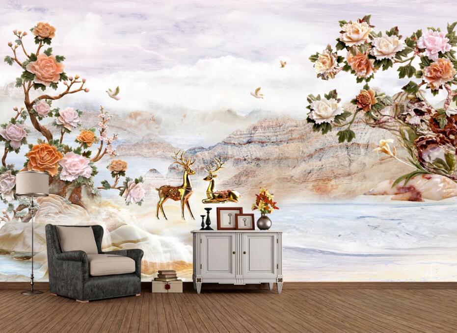 3D Deer Forest WC46 Wall Murals Wallpaper AJ Wallpaper 2
