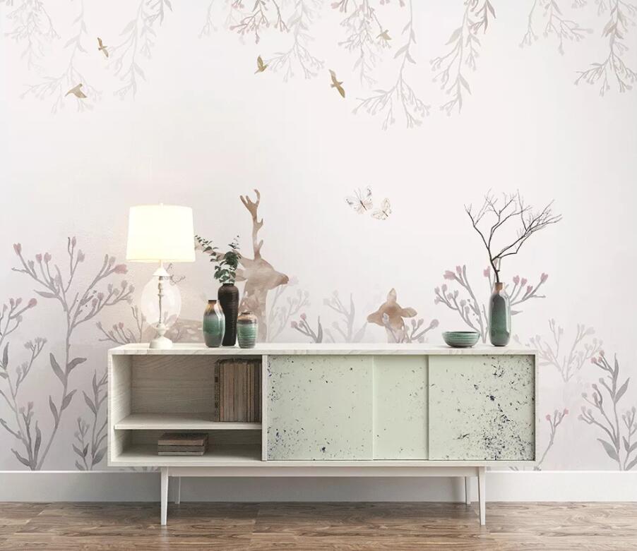 3D Deer Pattern WC1677 Wall Murals