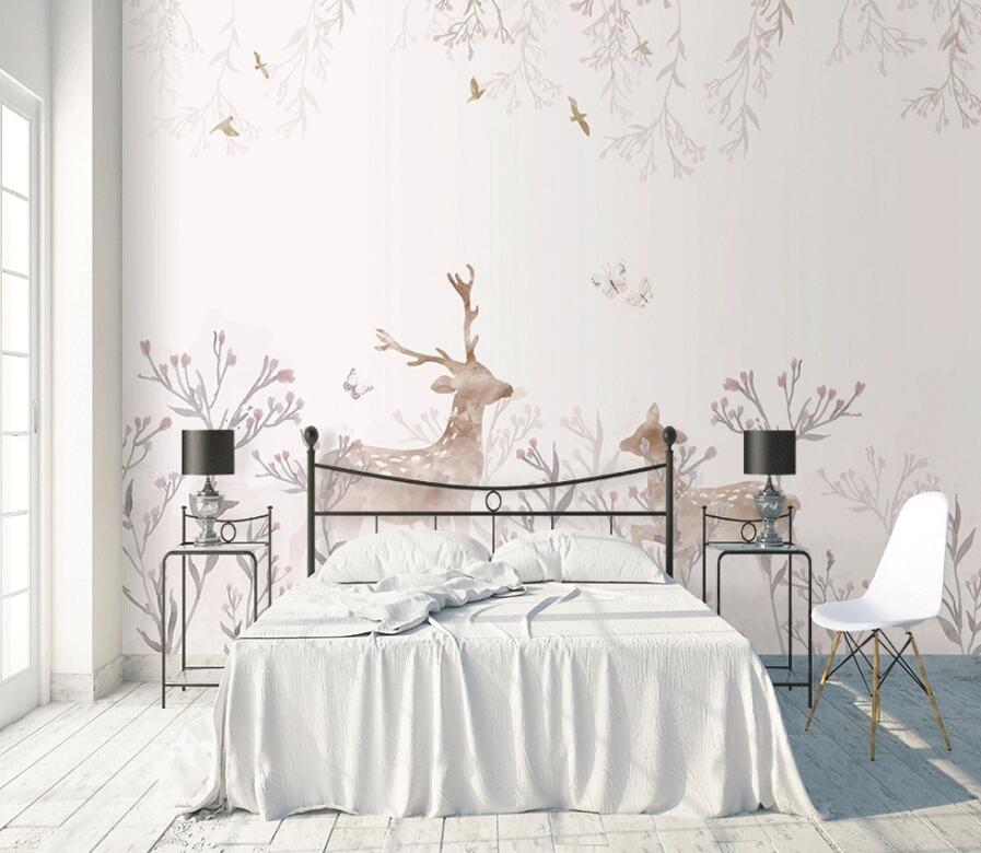 3D Deer Pattern WC1677 Wall Murals