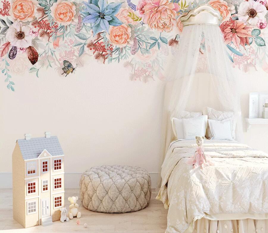 3D Colored Flowers WC41 Wall Murals Wallpaper AJ Wallpaper 2