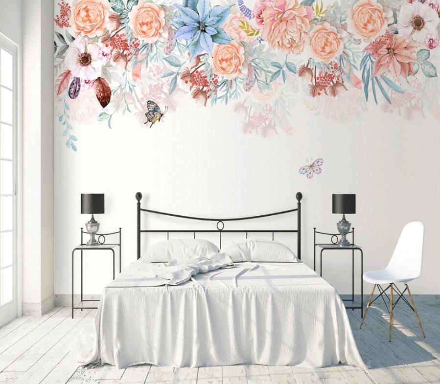 3D Colored Flowers WC41 Wall Murals Wallpaper AJ Wallpaper 2