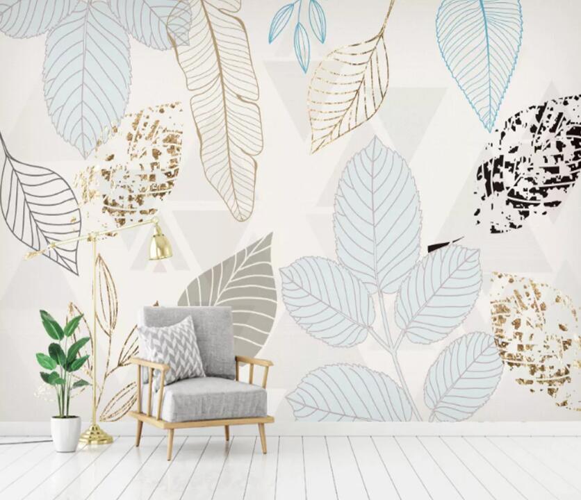 3D Sketch Leaves WC1664 Wall Murals