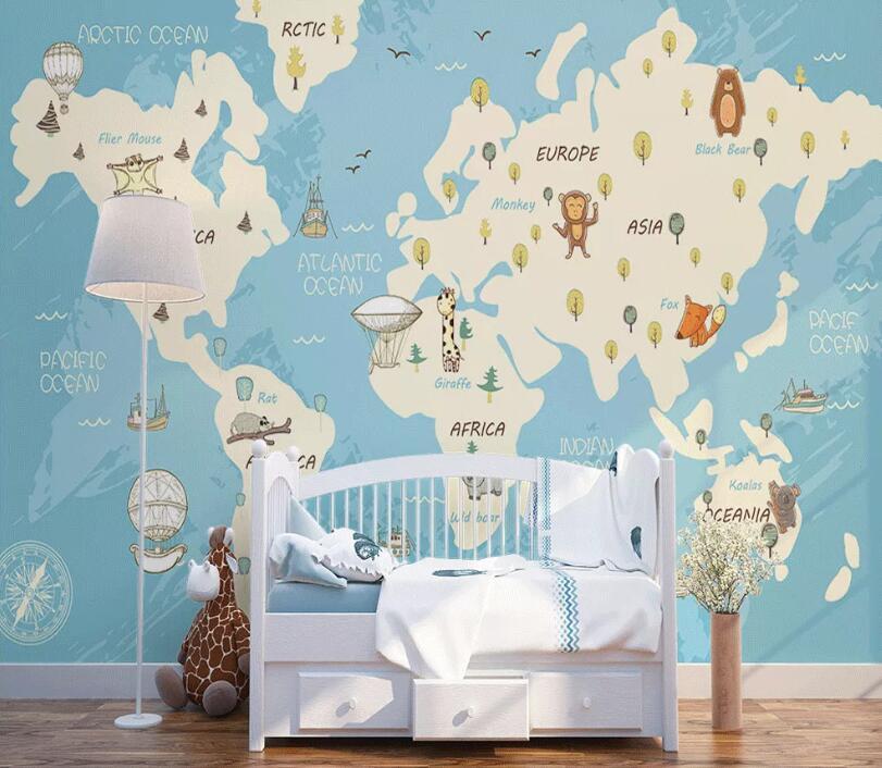 3D Animal Map WC26 Wall Murals Wallpaper AJ Wallpaper 2