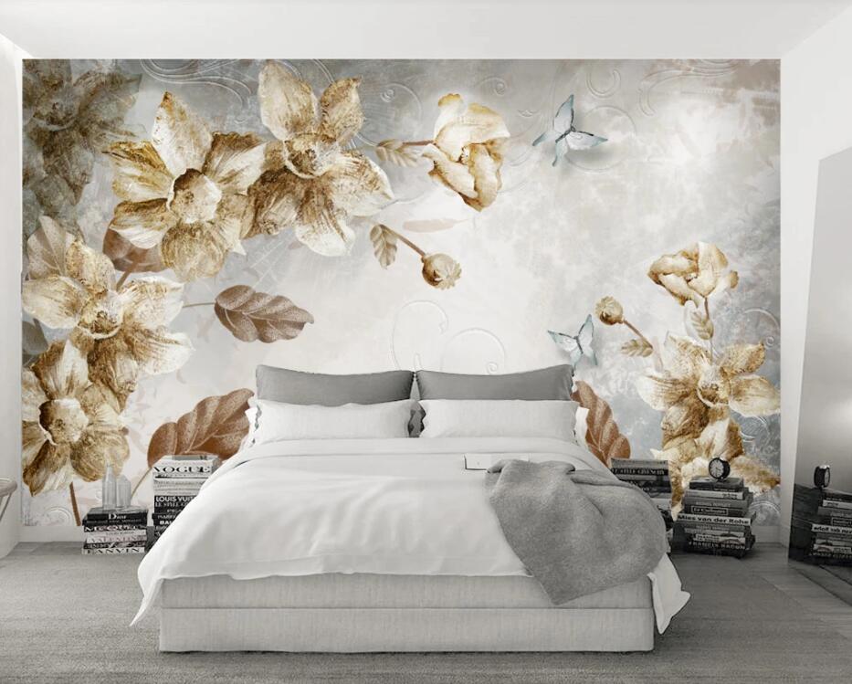 3D White Flowers WC21 Wall Murals Wallpaper AJ Wallpaper 2