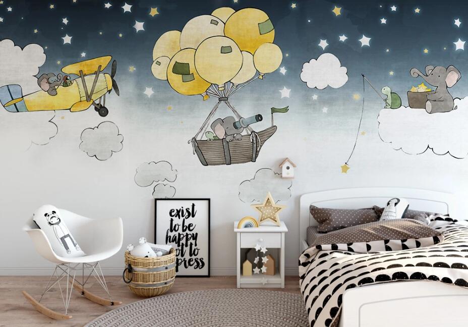3D Helicopter Cloud WC1655 Wall Murals