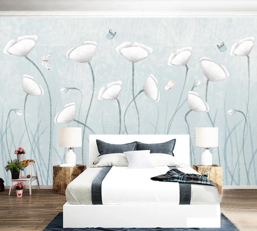 3D White Petals WC08 Wall Murals Wallpaper AJ Wallpaper 2