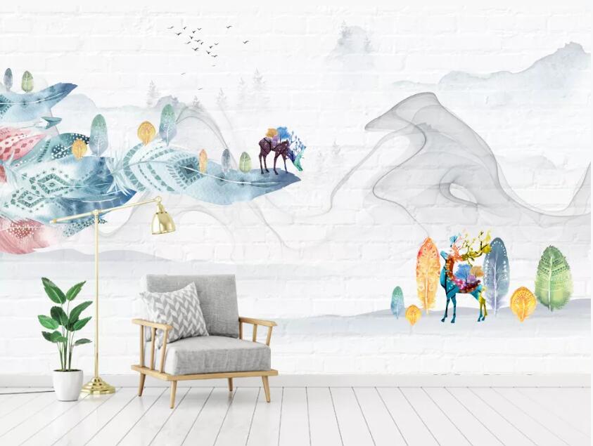 3D Cliff Deer WC1637 Wall Murals