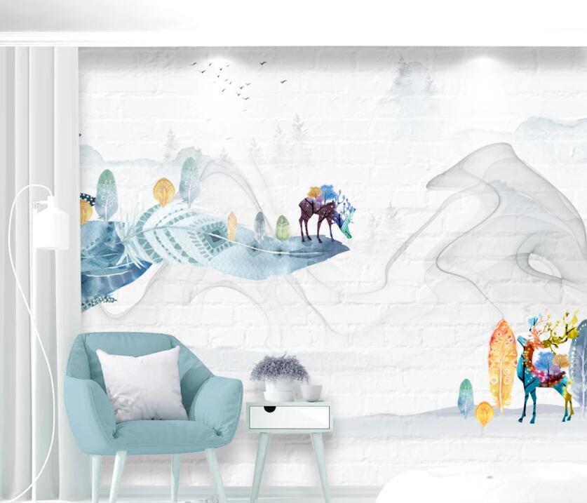 3D Cliff Deer WC1637 Wall Murals