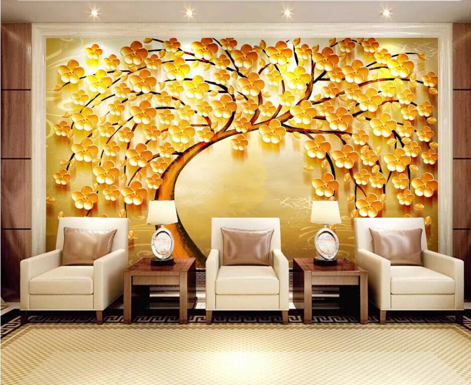 3D Golden Tree WC89 Wall Murals Wallpaper AJ Wallpaper 2