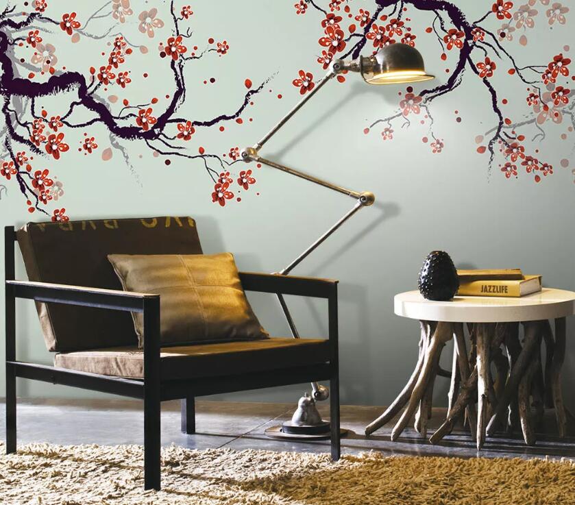 3D Red Plum WC1617 Wall Murals