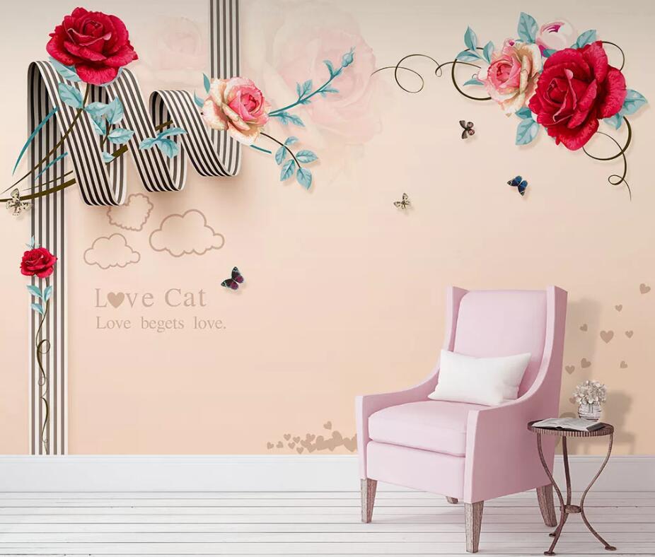 3D Red Rose WC53 Wall Murals Wallpaper AJ Wallpaper 2