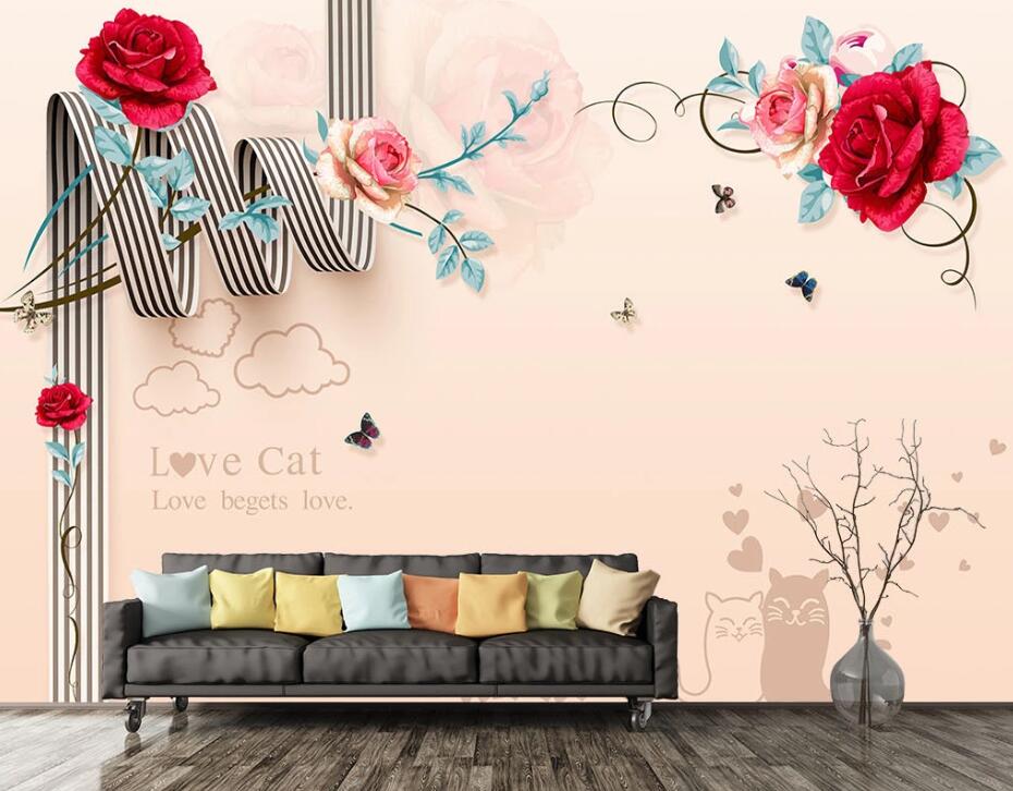 3D Red Rose WC53 Wall Murals Wallpaper AJ Wallpaper 2