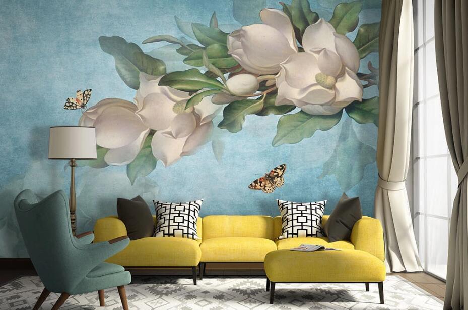 3D White Flowers WC37 Wall Murals Wallpaper AJ Wallpaper 2