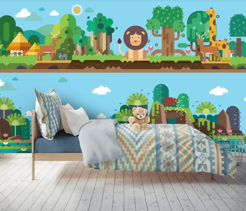 3D Giraffe Elephant WC1564 Wall Murals
