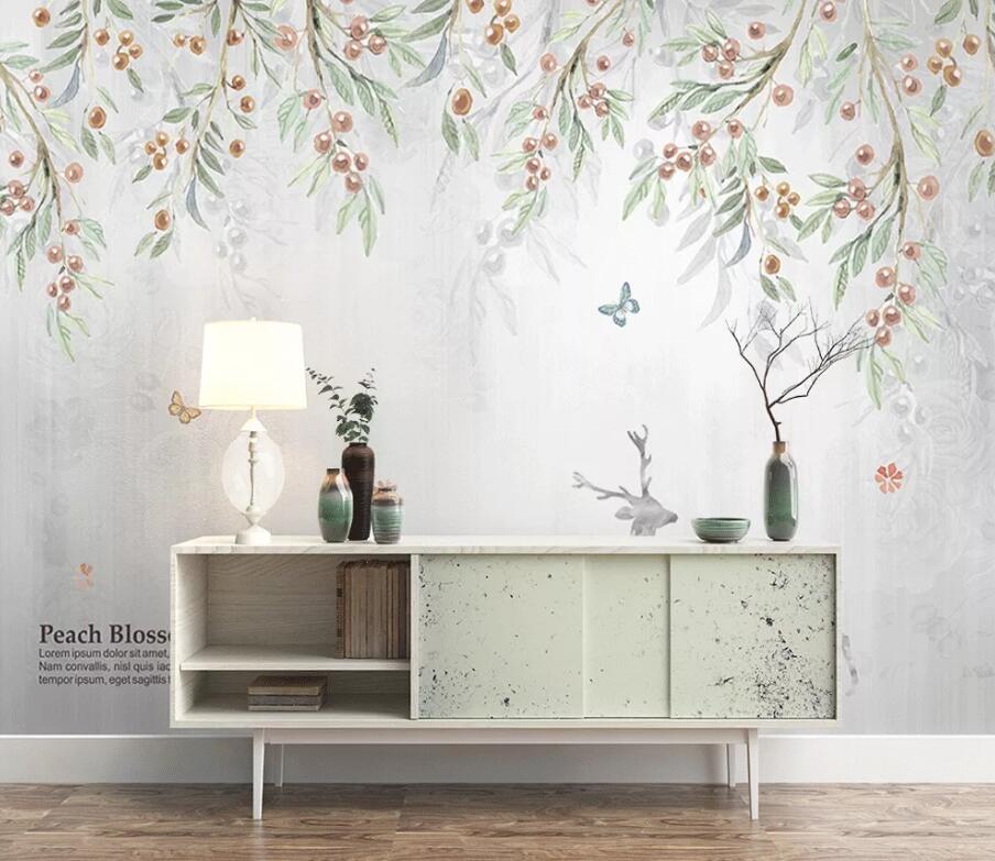 3D Flower Butterfly WC15 Wall Murals Wallpaper AJ Wallpaper 2
